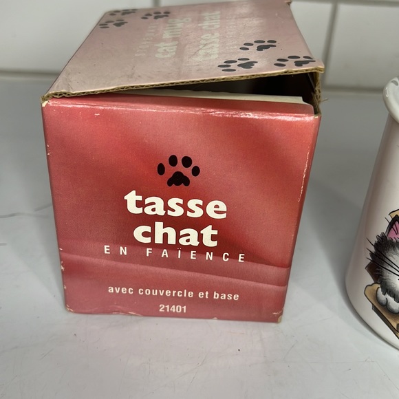 Vintage "Brown Baggin' It" Stoneware Cat Mug  with Lid Japan - Picture 4 of 8